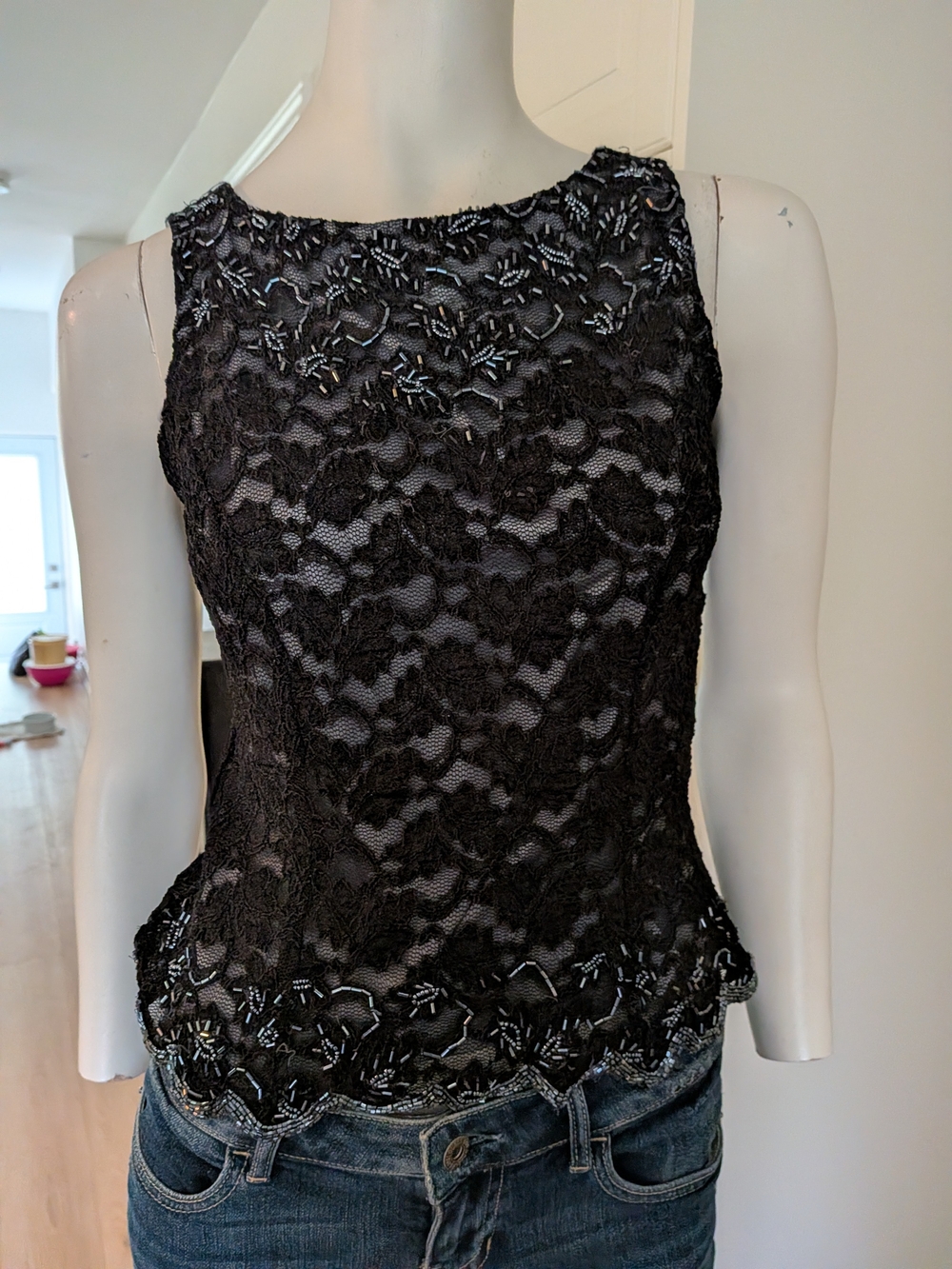 Spiegel Black Lace Beaded Camisole